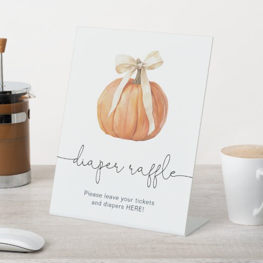 Pumpkin Bow Diaper Raffle Sign | Fall Baby Dusche Sockelschild (In SItu)
