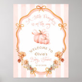 Pumpkin Bow Fall Floral Baby Shower Welcome Poster (Vorne)
