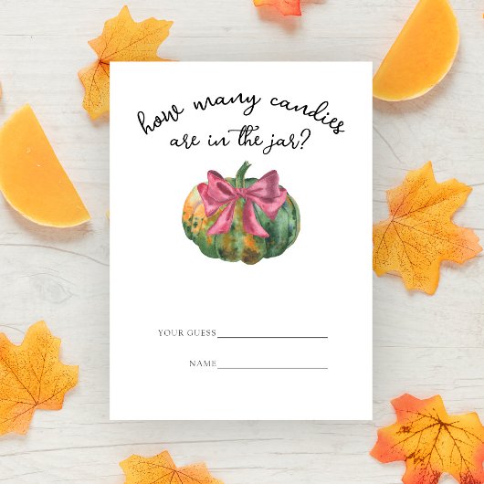 Pumpkin bow Guess wie viele Bonbons Spiel Begleitkarte
