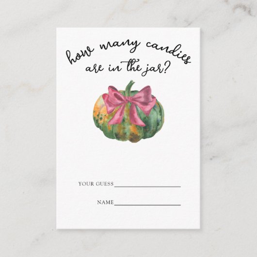 Pumpkin bow Guess wie viele Bonbons Spiel Begleitkarte (Vorderseite)