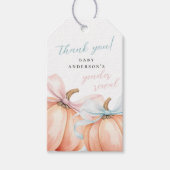 Pumpkin Bow Pink Blue Gender Reveal Geschenkanhänger (Vorderseite)