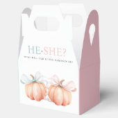 Pumpkin Bow Pink Blue Gender Reveal Geschenkschachtel (Geöffnet)