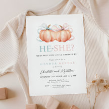 Pumpkin Bow Pink Blue Gender Reveitation