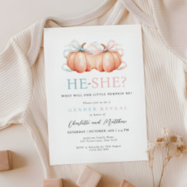 Pumpkin Bow Pink Blue Gender Reveitation Einladung