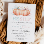 Pumpkin Bow Pink Blue Gender Reveitation Einladung