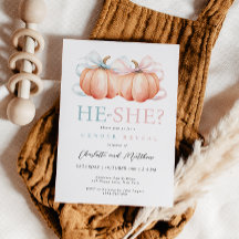 Pumpkin Bow Pink Blue Gender Reveitation