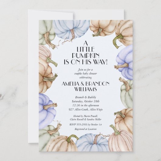 Pumpkin Boy Baby Shower Einladungen (Vorderseite)