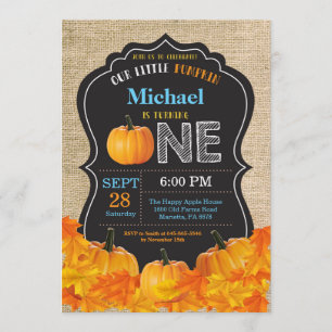 Pumpkin Boy Erster Geburtstag Einladung Blue Burla