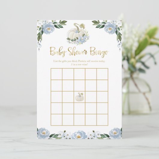 Pumpkin Boy Fall Baby Shower Bingo (Stehend Vorderseite)