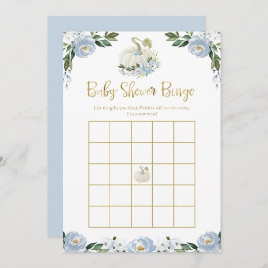 Pumpkin Boy Fall Baby Shower Bingo (Vorne/Hinten)