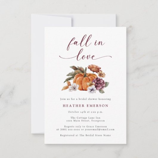 Pumpkin-Brautparty Einladung (Vorderseite)