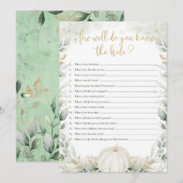 Pumpkin Brautparty Game wie gut Sie wissen Bridge