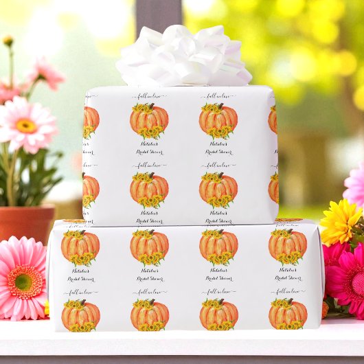 Pumpkin Brautparty Wedding Orange White Geschenkpapier