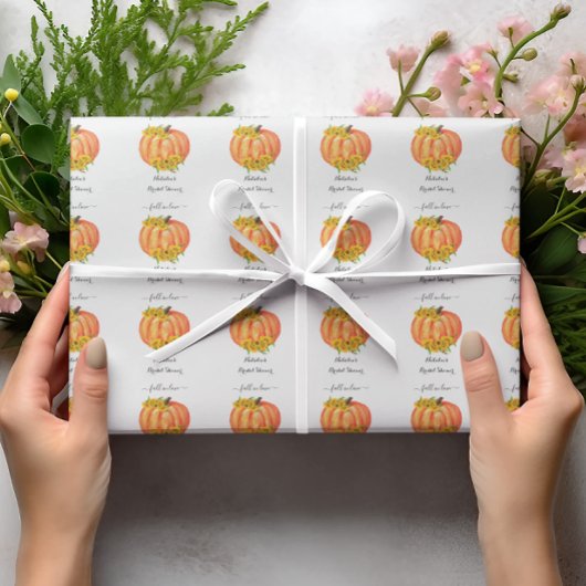 Pumpkin Brautparty Wedding Orange White Geschenkpapier