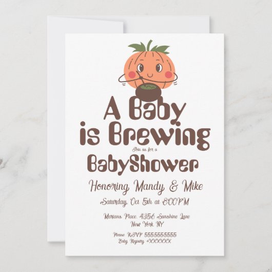 Pumpkin Brewing Baby Dusche Halloween-Party Einladung (Vorderseite)