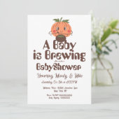 Pumpkin Brewing Baby Dusche Halloween-Party Einladung (Stehend Vorderseite)