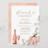 Pumpkin Brunch und bubbly Herbst-Brautparty Einladung (Vorne/Hinten)