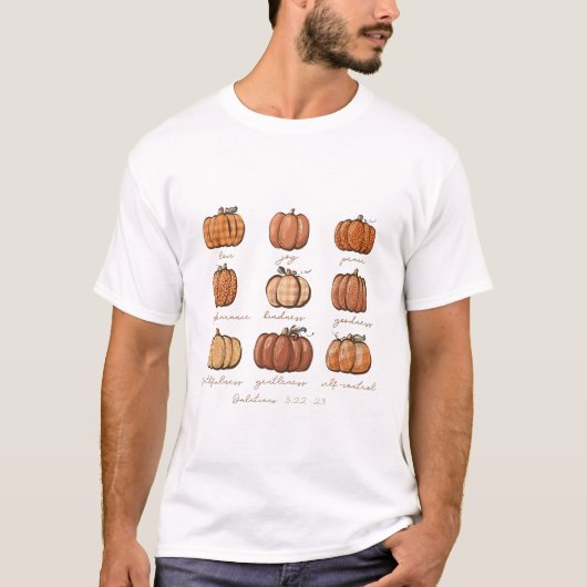 Pumpkin Buffalo Kariert Bible Verse Christlich T-Shirt (Vorderseite)