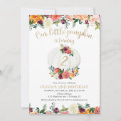 Pumpkin burgundgold floral jedes Alter Geburtstag Einladung (Vorderseite)