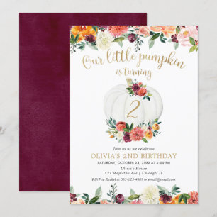 Pumpkin burgundgold floral jedes Alter Geburtstag Einladung