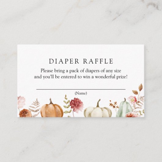 Pumpkin Burgundy Floral Diaper Raffle Begleitkarte (Vorderseite)