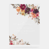 Pumpkin Burgundy Floral Hochzeit im Herbst Willkom Acrylschild (Vorderseite)