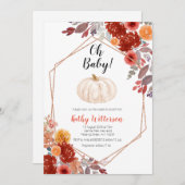 Pumpkin Burgundy Marsala Floral oh Babydusche Einladung (Vorne/Hinten)