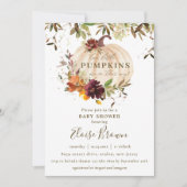 Pumpkin Burgundy Orange Floral Twins Baby Dusche Einladung (Vorderseite)