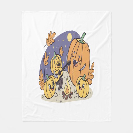 Pumpkin Campfire Serenade Fleecedecke (Vorderseite)