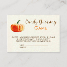 Pumpkin Candy Guessing Game Card Baby Showspiel Begleitkarte