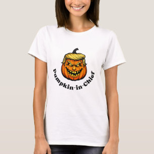 Pumpkin Caricature Resembling Donald Trump with "P T-Shirt