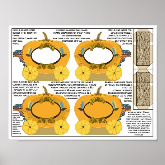 Pumpkin Carriage Erntedank Wedding Platzkarte Poster (Vorne)