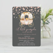 Pumpkin Carriage Rose Gold Dots Baby Dusche Einladung (Stehend Vorderseite)