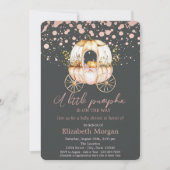 Pumpkin Carriage Rose Gold Dots Baby Dusche Einladung (Vorderseite)
