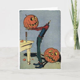 Pumpkin Carvelling Seinen eigenen Kopf - Halloween Karte