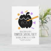 Pumpkin Carving Black Pumpkin Confetti Sprinkles I Einladung (Stehend Vorderseite)