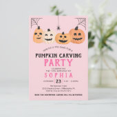 Pumpkin Carving Geburtstagsparty Halloween Einladu Einladung (Stehend Vorderseite)