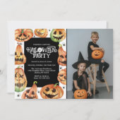 Pumpkin Carving Halloween Foto Geburtstag Einladung (Vorderseite)