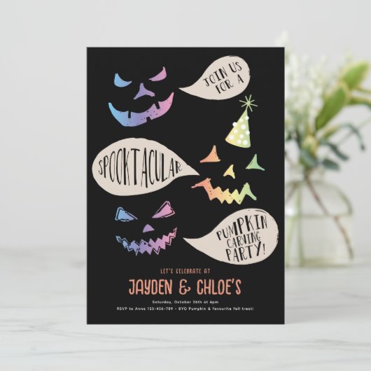 Pumpkin Carving Halloween Invite Caarving Contest Einladung (Stehend Vorderseite)