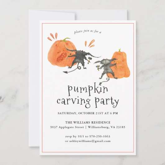 Pumpkin Carving | Halloween-Party-Einladung Einladung (Vorderseite)
