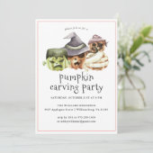 Pumpkin Carving | Halloween-Party-Einladung Einladung (Stehend Vorderseite)