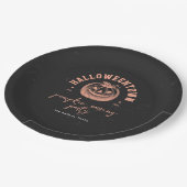 Pumpkin Carving Orange Black Halloween-Party Pappteller (Schrägansicht)