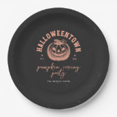 Pumpkin Carving Orange Black Halloween-Party Pappteller (Vorderseite)
