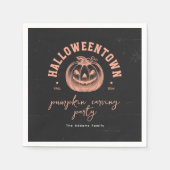 Pumpkin Carving Orange Black Halloween-Party Serviette (Vorderseite)