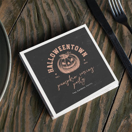 Pumpkin Carving Orange Black Halloween-Party Serviette