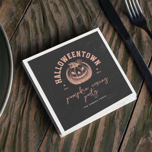 Pumpkin Carving Orange Black Halloween-Party Serviette