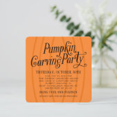 Pumpkin Carving Orange und Schwarzes Halloween-Par Einladung (Stehend Vorderseite)