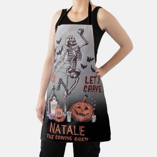 Pumpkin Carving Party Custom Halloween Skelett Schürze (InSitu)