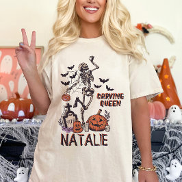 Pumpkin Carving Party Custom Halloween Skelett T-Shirt