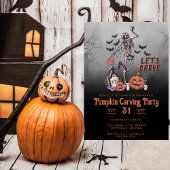 Pumpkin Carving Party Custom Skeleton Halloween Einladung